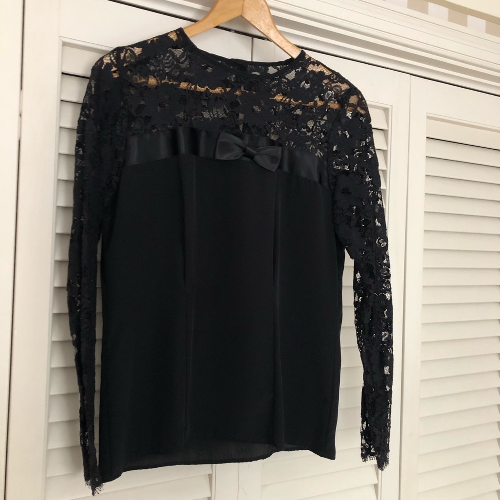 Beautiful black satin and lace blouse